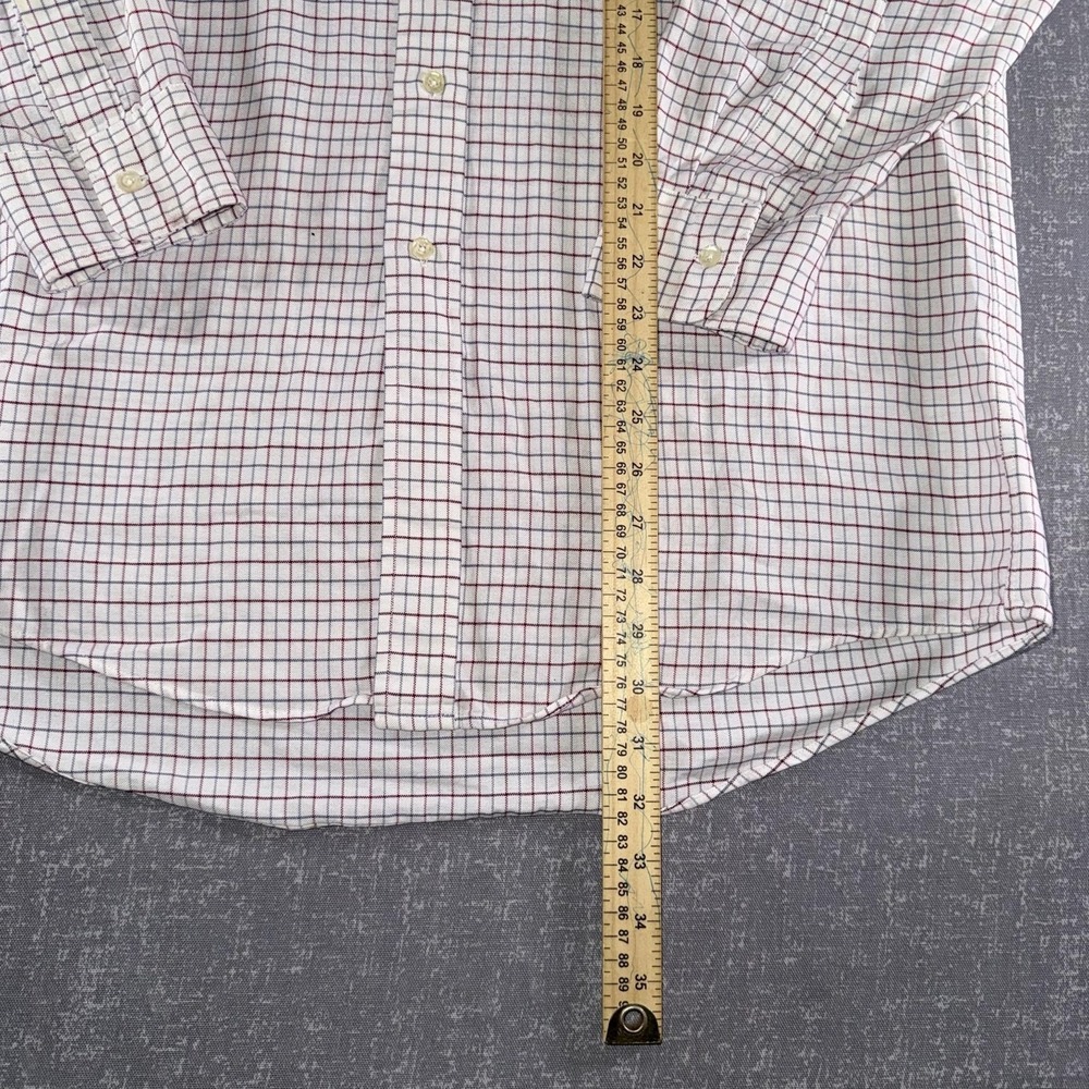 Vintage LL Bean Shirt Mens Large White Red Check Button Down Pocket USA 90s - Picture 6 of 10